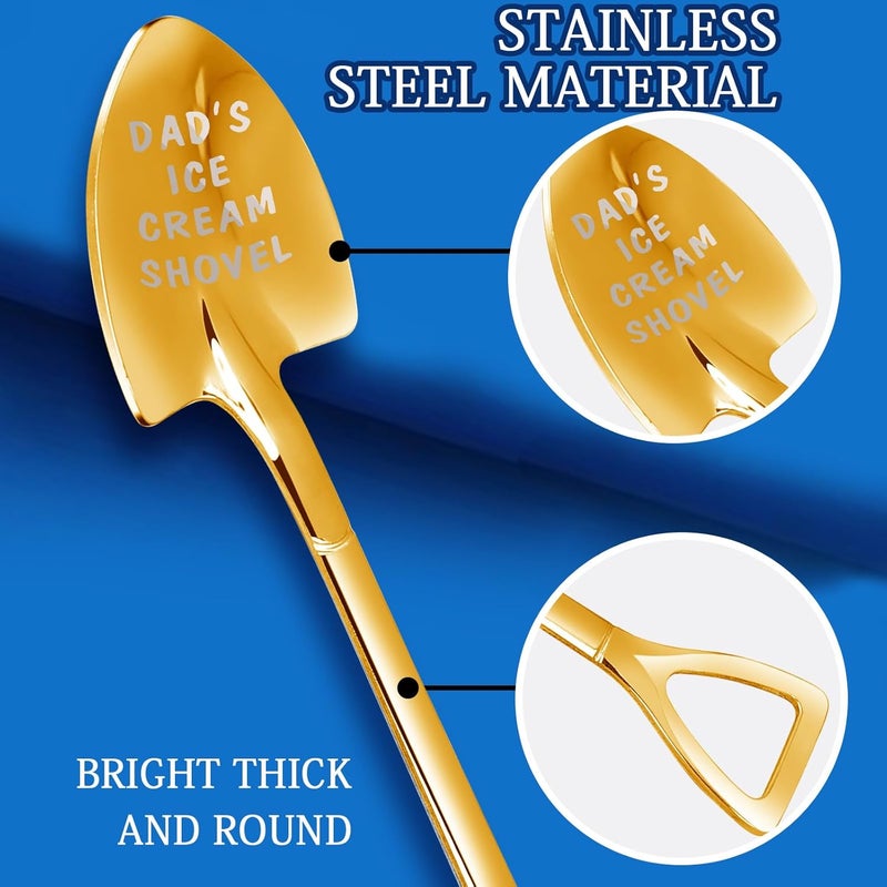 stormroo Gifts for Dad Stocking Stuffers for men dad father gifts Men Ice Cream Spoon Scoop for Ice Cream Lovers , Gifts for men Funny Engraved Stainless Steel Spoon Shovel, Birthday Fathers Gifts (Golden) - Image 4